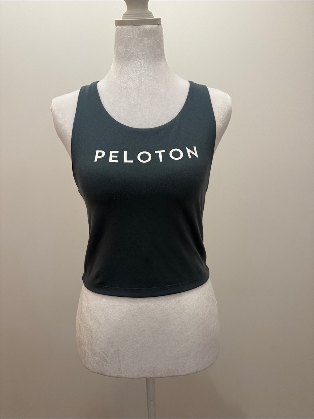 Peloton Black Crop Tank with White Logo